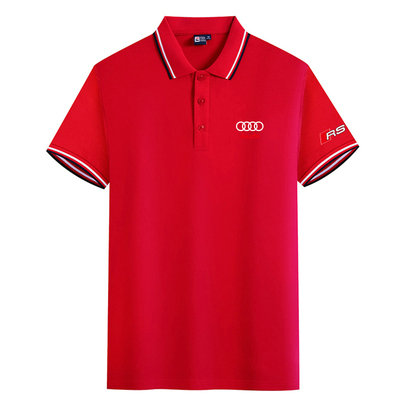 Polo Audi RS Homme Manche Courte Slim Fit Poloshirt Casual Col Contrasté